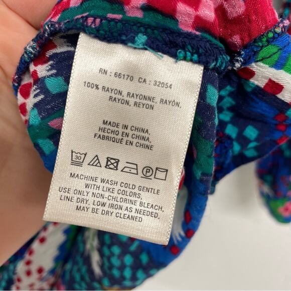 Maeve Anthropologie Blue Confetti Peplum Boho 3/4 Sleeve Blouse Womens 4 Fall - Picture 8 of 10